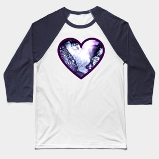 Icy Blue/Purple Paint Pour Heart Baseball T-Shirt